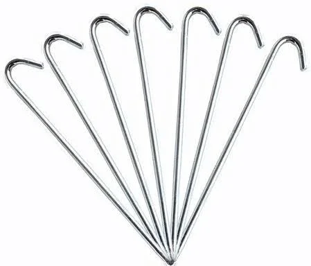 Moose Supply 18 inch x 5/8 inch J-Hook Steel Tent Stakes, 100 Pack, Kids Unisex, Silver