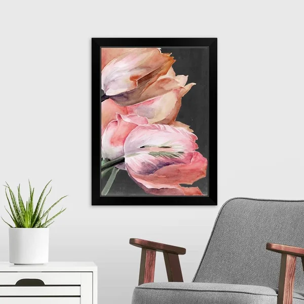 Pastel Parrot Tulips IV, Black Framed Wall Art, 18x24, Great Big Canvas