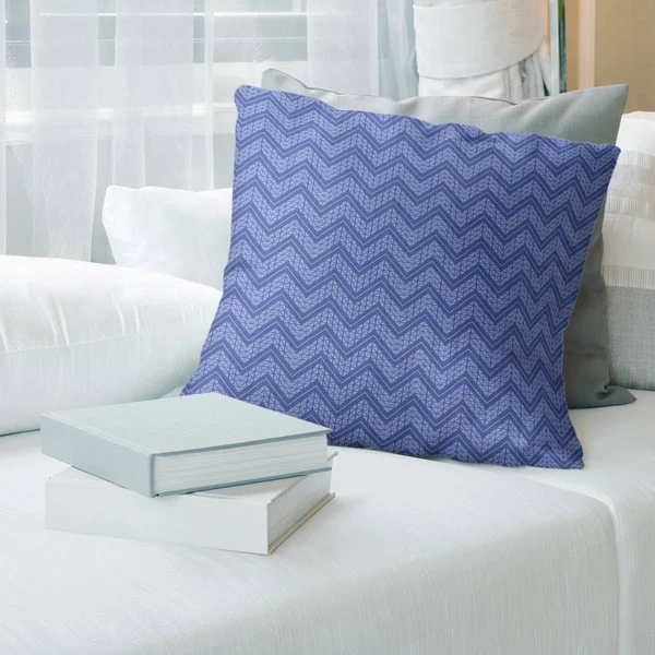 Porch & den Bayberry Cool Chevron Pattern Throw Pillow - 26 x 26 - Blue - Polyester