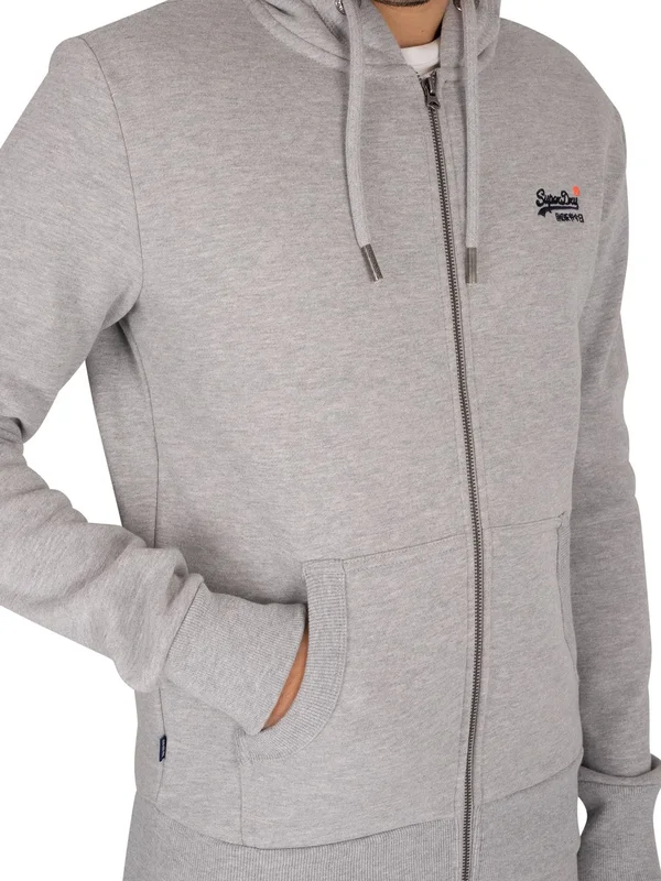 Mens Superdry Orange Label Classic Zip Hoodie - Grey