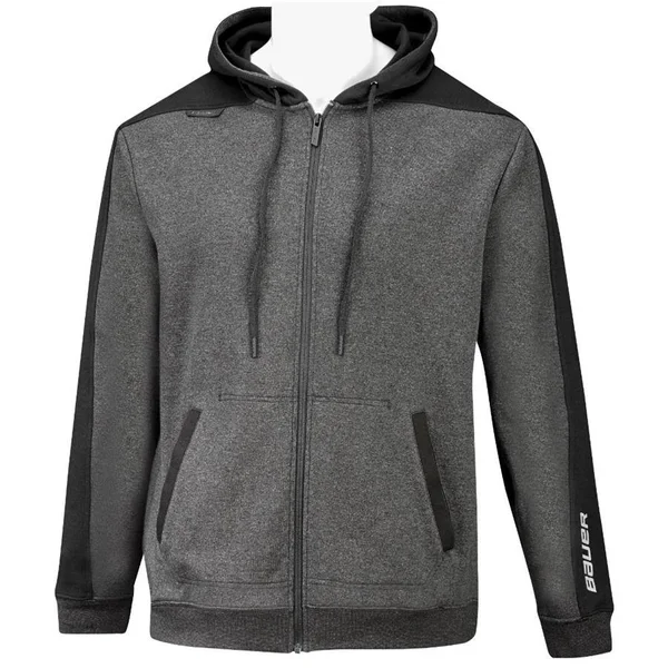 Bauer Premium Fleece Adult Full Zip Hoody - Small, Charcoal/Black