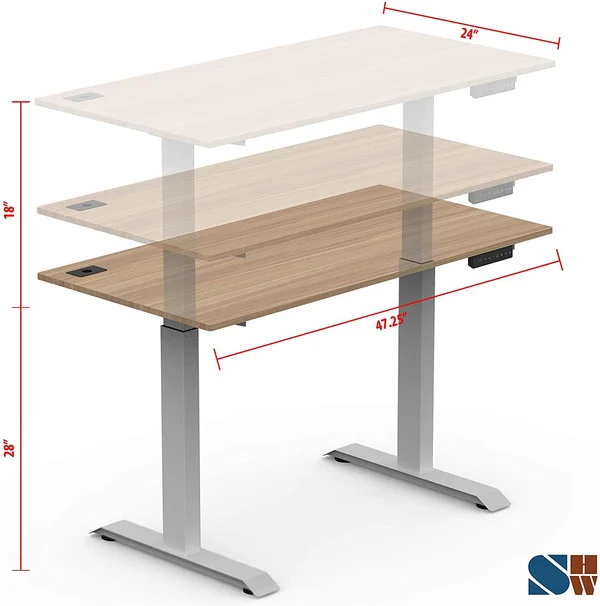 SHW Electric Height Adjustable Computer Desk, 48 x 24 Inches, Light Cherry