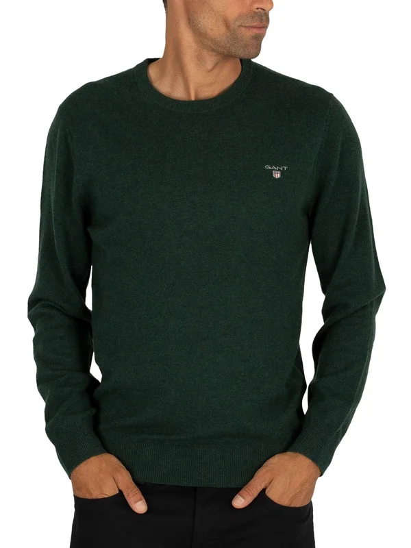 Gant Super Fine Lambswool Crew Neck Sweater, Green