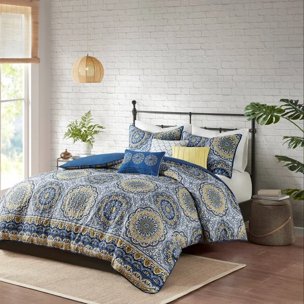 Madison Park Tangiers 6 Piece King/Cal King Blue 2-in-1 Duvet Set