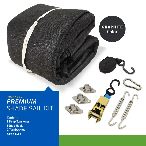 Coolaroo Premium Shade Sail Kit, (16&5x22 Triangle), Graphite