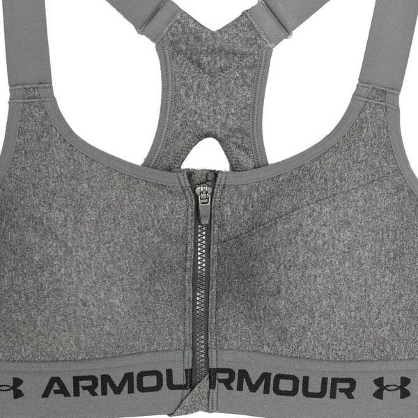 Under Armour Women's Armour High Crossback Zip Heather Sports Bra Grey