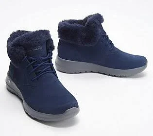 Skechers On-The-Go Lace-Up Ankle Boots - Joy Lush, Size 7 Wide, Navy