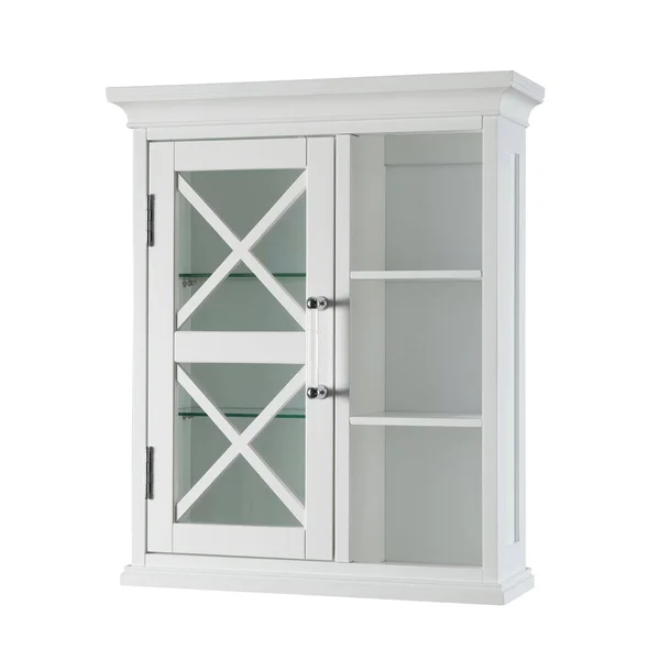 Essential Home Furnishings Grayson Wall Cabinet with One Door and Cubbies by, White