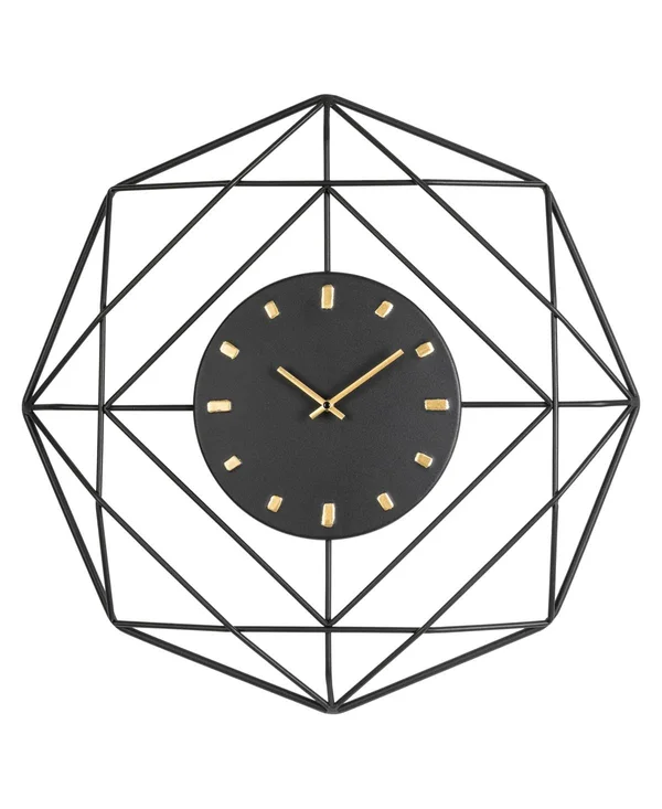Glitzhome Modern Metal Golden Wall Clock - Black