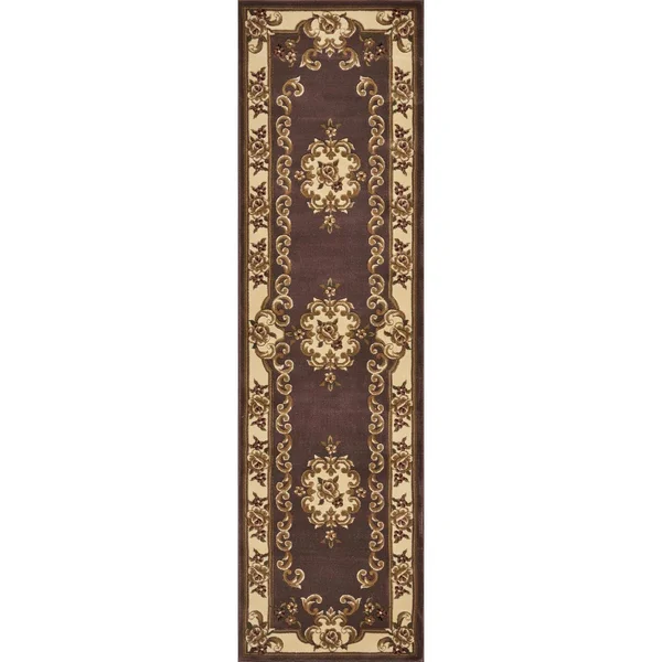 Kas Corinthian 5313 Aubusson 2&2x22 x 7&11x22 Runner Plum, Ivory Area Rug