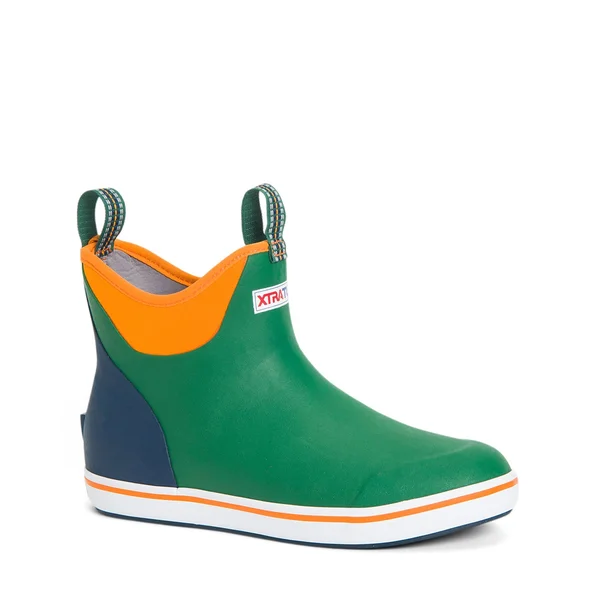Men's 6x22 Buoy Ankle Deck Boot by Xtratuf, Size 12, in Dark Green/Orange/Navy Blue