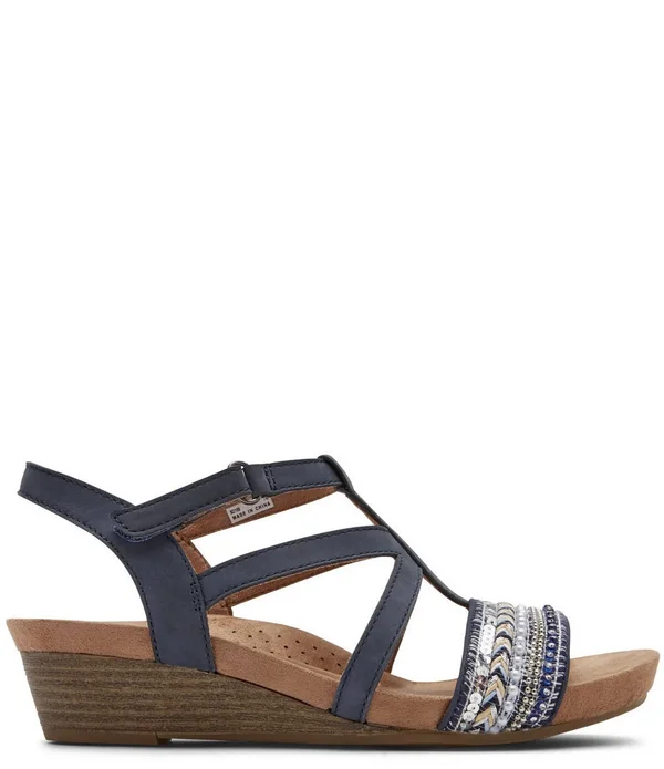 Rockport Women's Cobb Hill Hollywood Wedge Slingback, Size: 5.5, Admiral Blue Suede