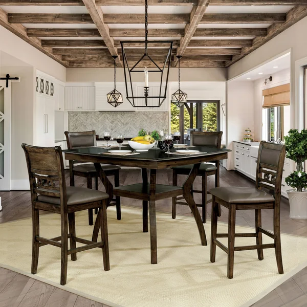 Furniture of America Rore Transitional Walnut Counter Dining Table