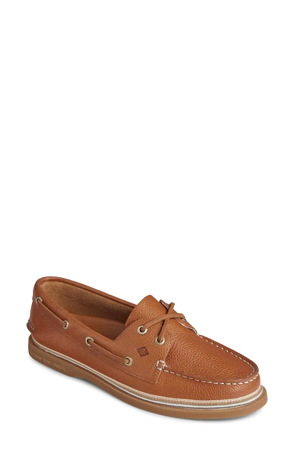 Women's Sperry Authentic Original Tumbled Leather Boat Shoe Navy - Size 5.5M