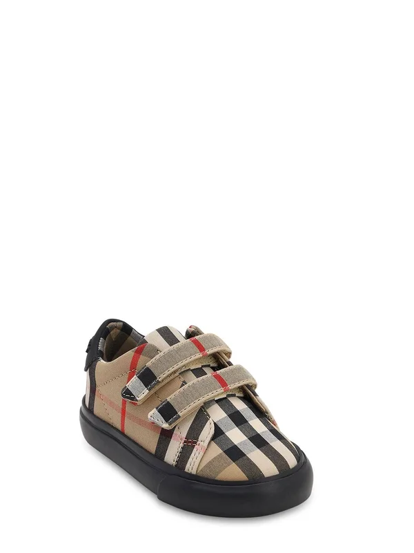 Burberry Unisex Mini Markham Check Low-top Sneakers - Walker, Toddler - Black