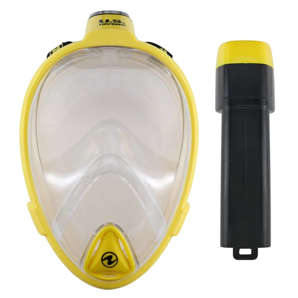 Airgo II LX- Snorkeling Full Face Mask+Snorkel Combo - U.S. Divers Clear Lens/Black, L/XL