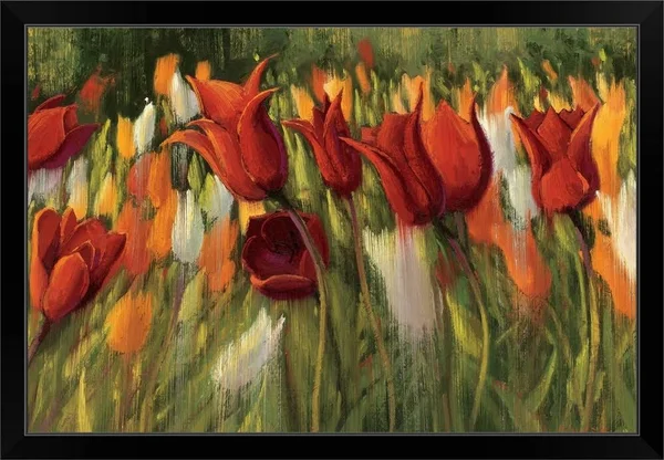 Tipsy Tulips, Black Framed Wall Art, 36x24, Great Big Canvas