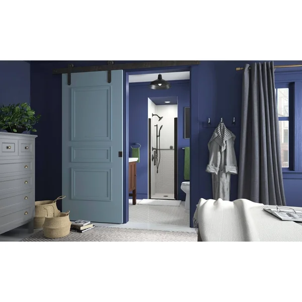 Sterling 5698-27adr-g05 Finesse Peak Frameless Pivot Shower Door with Clear Glass, 27-in W x 67-in H, Deep Bronze