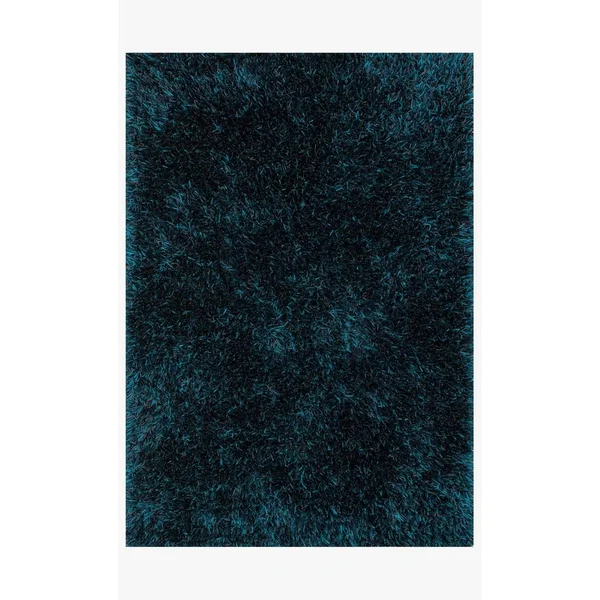 Alexander Home Hand-Tufted Rocco Solid Ribbon Shag Rug (3&6 x 5&6) Peacock - Blue