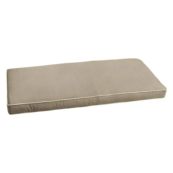 Mozaic Company Corded Sunbrella Outdoor Bench Cushion - Canvas - Size: 17L x 40W x 2H, Beige