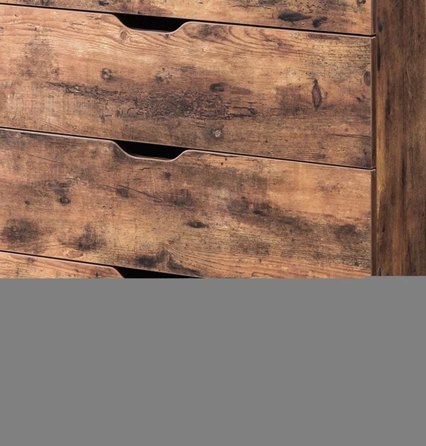 Commodious Five Drawers Wooden Utility Chest with Metal Glides Brown
