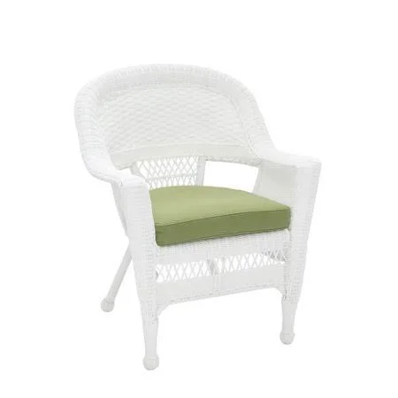 Lounge Chair with Cushion Wicker Lane Color: White - Fabric: Green