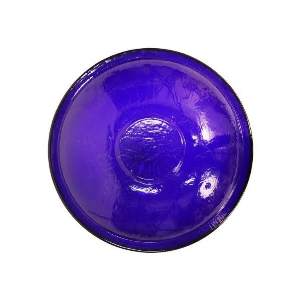 12'' Cobalt Blue Crackle Birdbath with Rail Mount Bracket