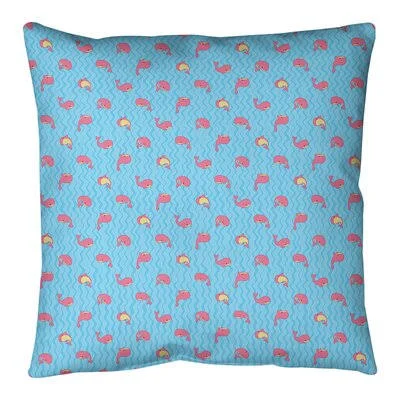 Whales Square Throw Pillow Cover and Insert East Urban Home Size: 18x22 H x 18x22 W, Fill Material: No Fill, Color: Blue/Gray/Wh