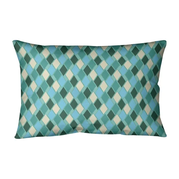 ArtVerse Retro Diamonds Lumbar Pillow - Green Multicolor - Linen