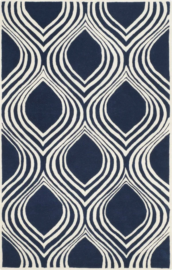 Safavieh 5& x 5& Round Chatham CHT758C Dark Blue, Ivory Rug