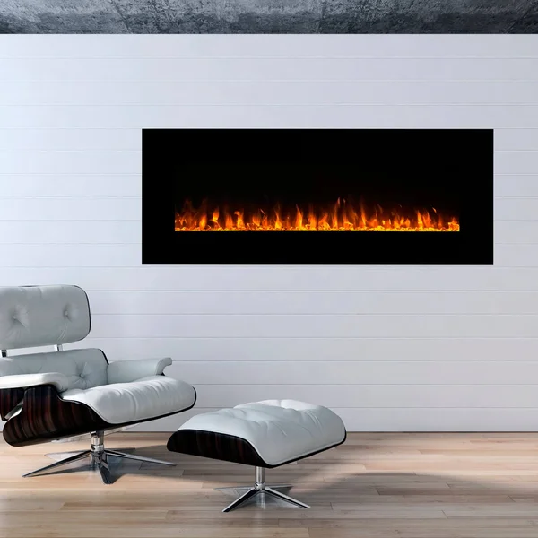 Northwest 54x22 LED Fire & Ice Electric Fireplace & Remote - Black