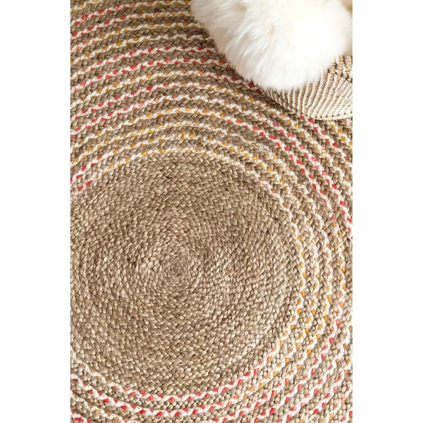 nuLOOM Discotek Braided Jute Area Rug, 4& Round, Natural