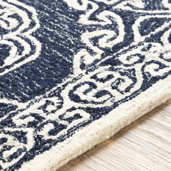 Traditional BHS-0082036 Tufted Wool Navy Medallion Rug - 8' x 10'