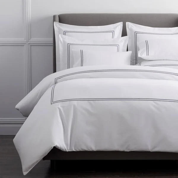 The Company Store Dorset Stripe Legends Hotel Blue Embroidered 600-Thread Count Egyptian Cotton Sateen Oversized King Duvet Cove