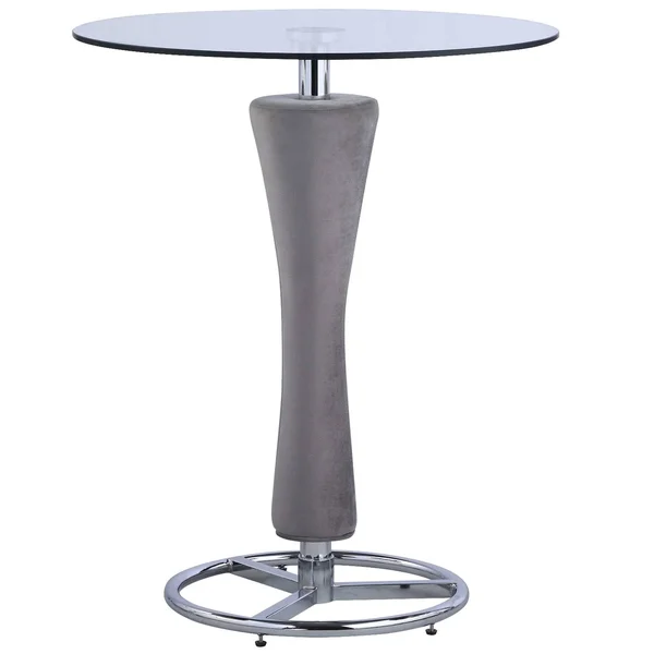 Chintaly DANIELLA-PUB Contemporary Round Glass Pub Table with Upholstered Pedestal in