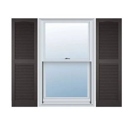 Mid-America LL1S12X05200TG 12x22W x 52x22H Lifetime Vinyl, Standard Cathedral Top Center Mullion, Open Louver Shutters, w/Instal