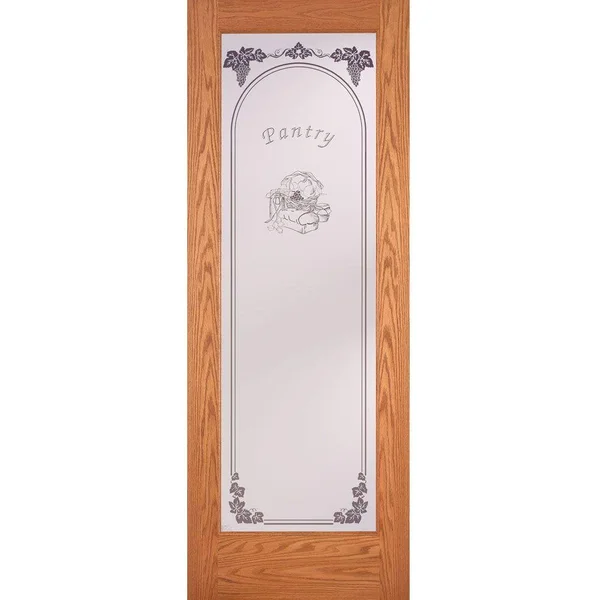 Feather River Doors 36 in. x 80 in. Pantry Woodgrain 1 Lite Unfinished Oak Interior Door Slab - Red Oak- Ready to Stain
