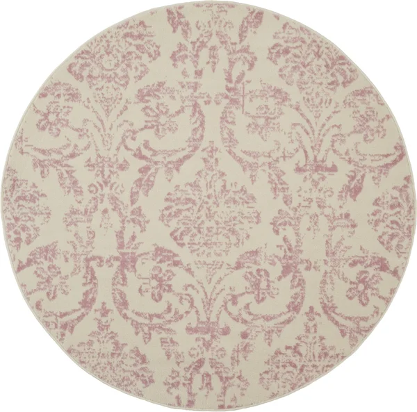 Nourison Jubilant Area Rug - Ivory/Pink, 5&3x22 x Round