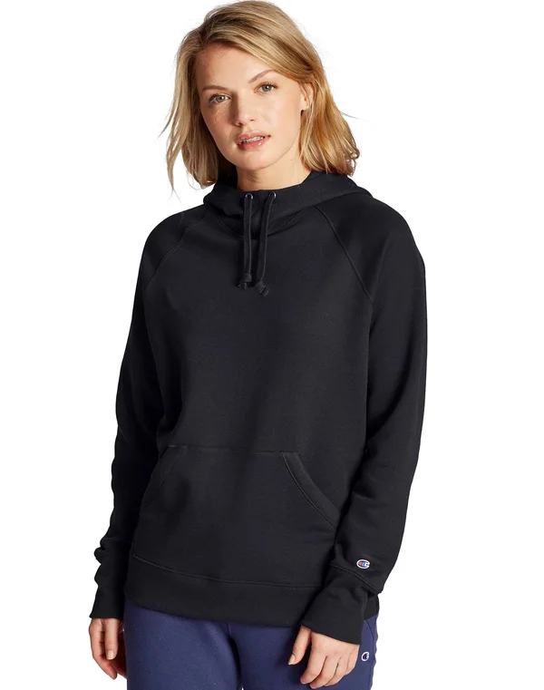Champion GF934 Women's Powerblend Fleece Pullover Hoodie - Black - XL