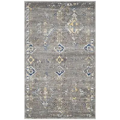 Darby Home Co Minonk Dark Gray/Yellow Area Rug - Rug Size: 10& x 14&