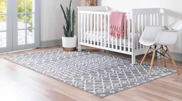Rugs.com Geometric Kasbah Trellis Collection Rug 7& x 10& Gray Low Pile Rug PE