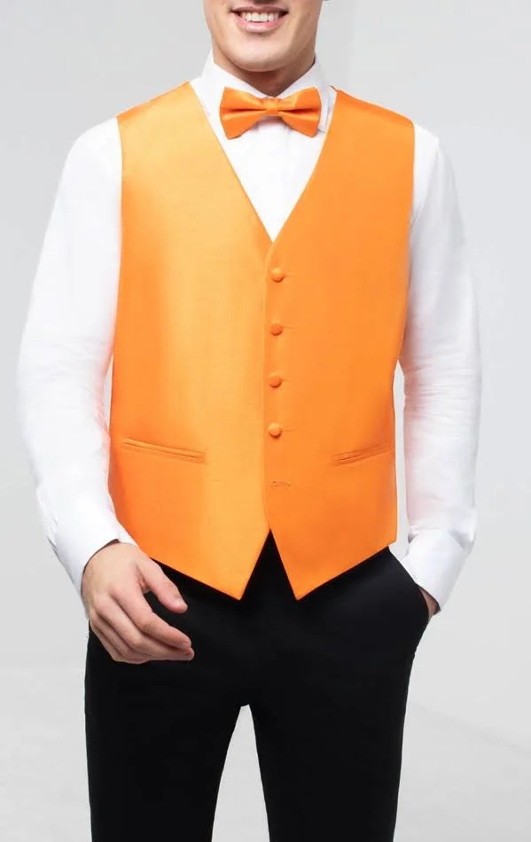 Dobell Orange Dupion Vest