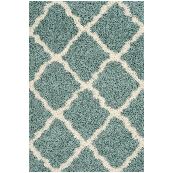 Safavieh Dallas Shag SGD257J 5&1x22 x 7&6x22 Ivory, Light Blue Area Rug