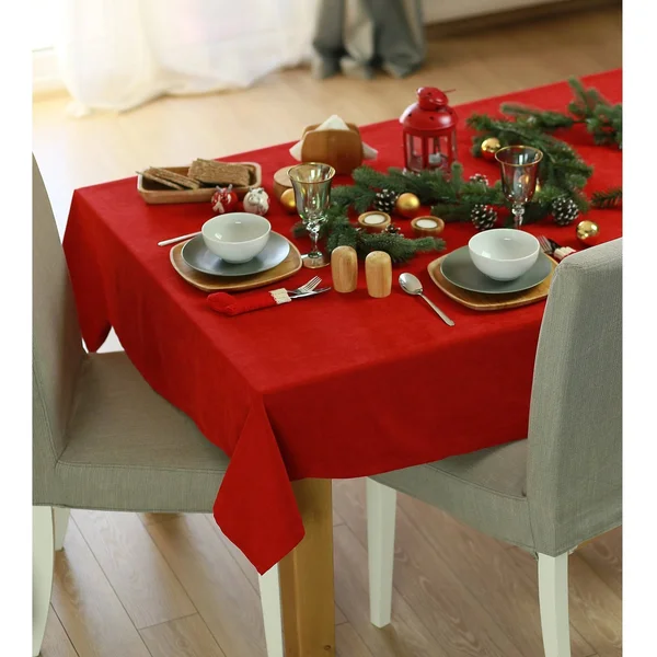 Merry Christmas Solid Red Decorative Tablecloth, Mikeu0026Co 55x120