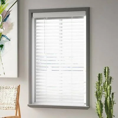 Cordless Room Darkening Fauxwood Snow White Venetian Blind Symple Stuff Width: 35x22W, Length: 72x22L