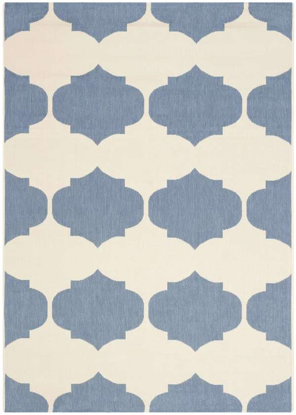 Safavieh Courtyard Beige & Blue 5&-3x22 x 7&-7x22 Indoor/Outdoor Rug