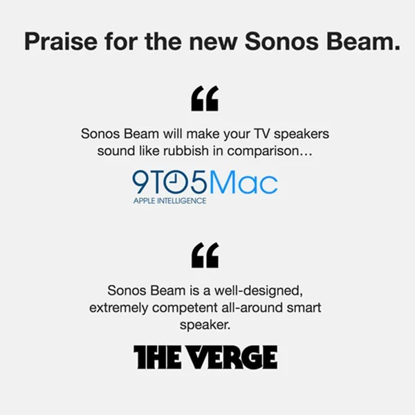 Sonos Beam - Smart TV Sound Bar with Amazon Alexa Built-in - White