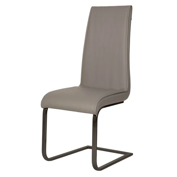 Benzara Gray Faux Leather Upholstery Dining Chair with Black Chrome Base - Set of Two BM185251