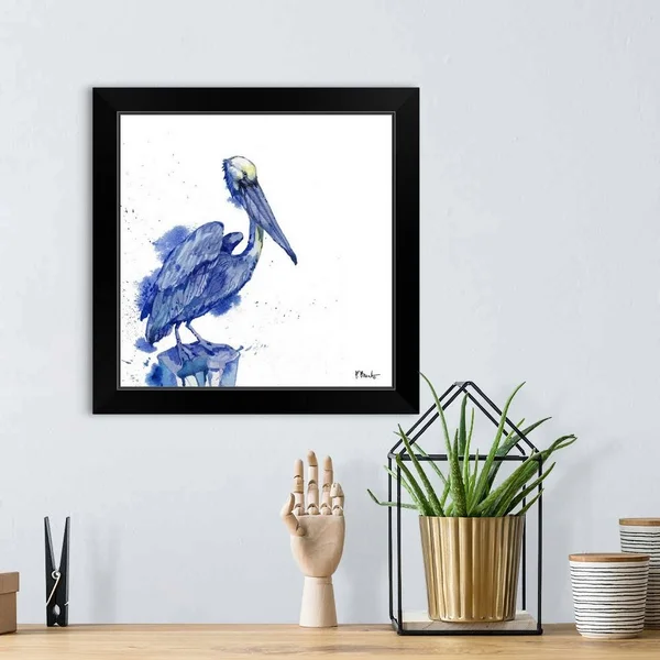 Arianna Pelican - White - Black Framed Wall Art, 16x16, Great Big Canvas