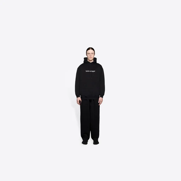 Balenciaga Medium Fit Hoodie - Black - Hoodies